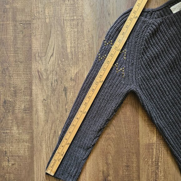 H&M Round Neckline High Low Knit Sweater with Studded Detail M Grey - Picture 4 of 8